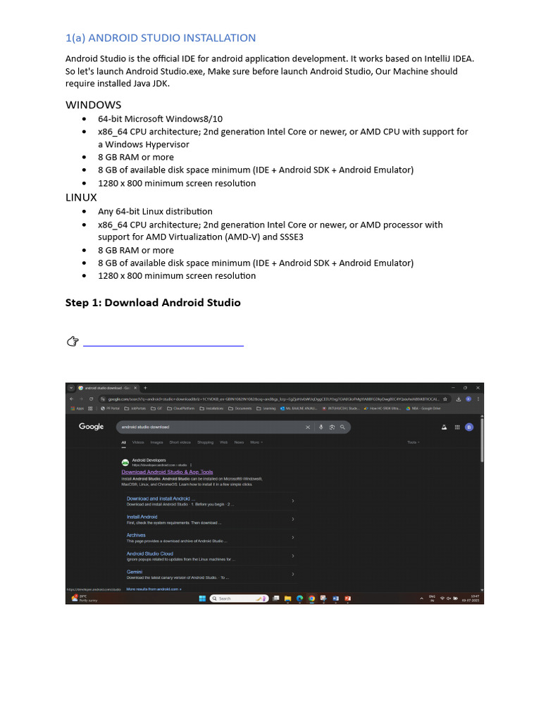 Android Studio Installation Guide | PDF | Android (Operating System ...