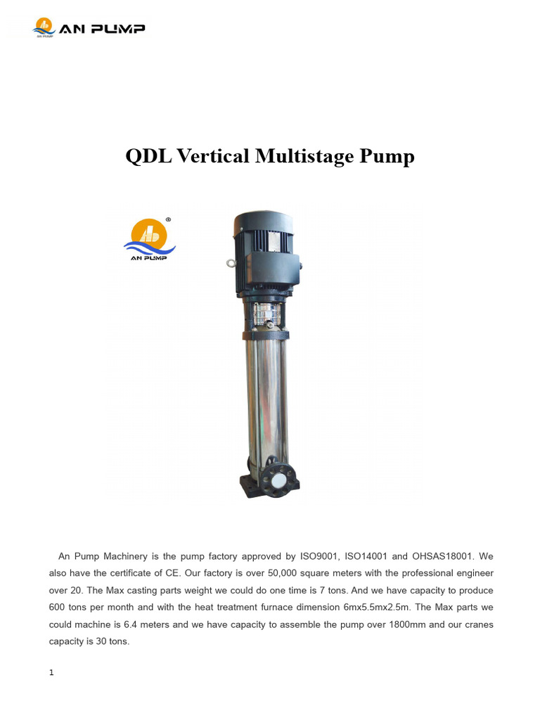 QDLS Vertical Multistage Pumps Overview | PDF | Pump | Water