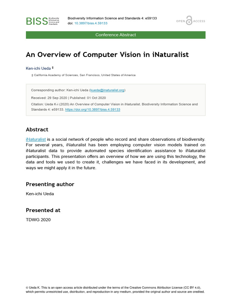 Computer Vision in iNaturalist Overview | PDF