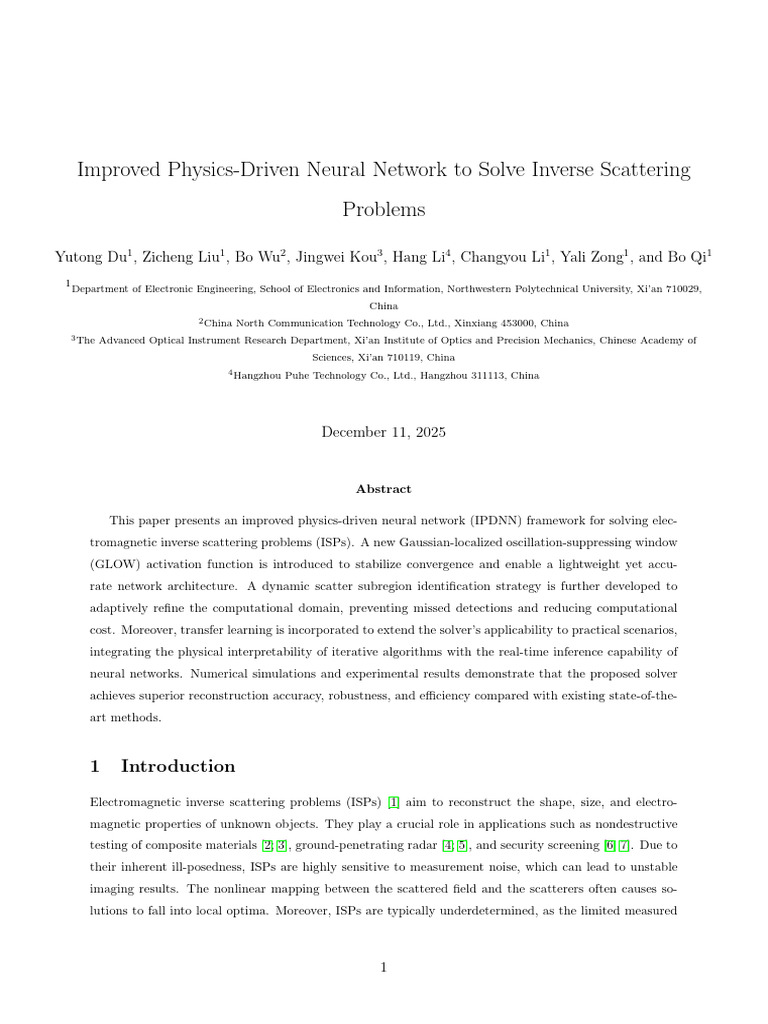 Improved Neural Network for Inverse Scattering | PDF | Inverse Problem ...