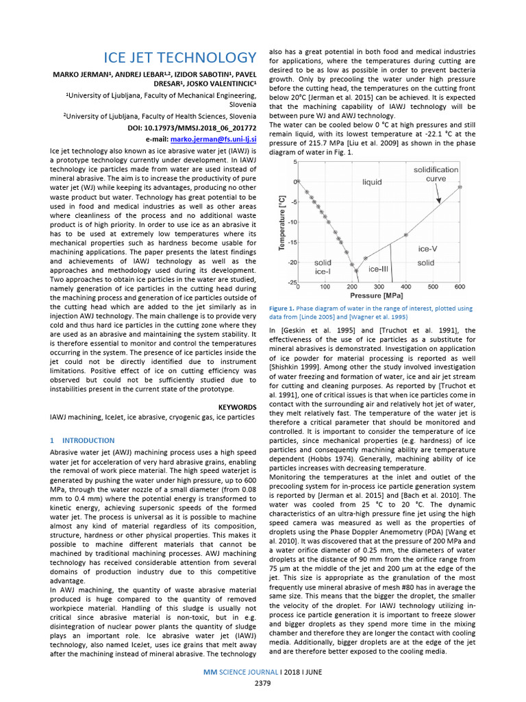 Ice Jet Technology for Machining Applications | PDF | Ice | Water
