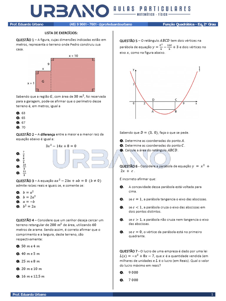 Equação de Segundo Grau - Função de Segundo Grau | PDF | Matemática