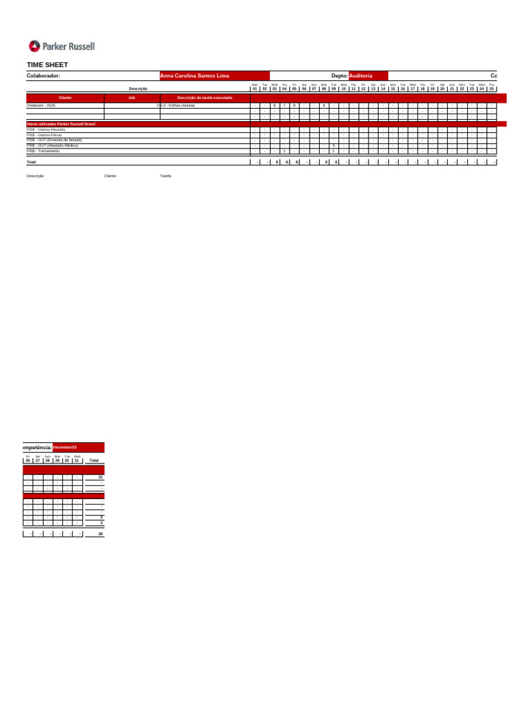 TIME SHEET - 12.2025 | PDF