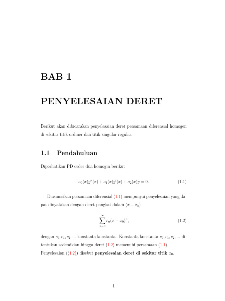 Penyelesaian Deret PD Homogen | PDF