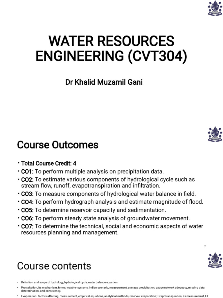 Water Resources Engineering Course Overview | PDF | Hydrology | Water Cycle