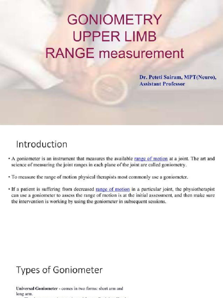 Goniometry Upper Limb | PDF