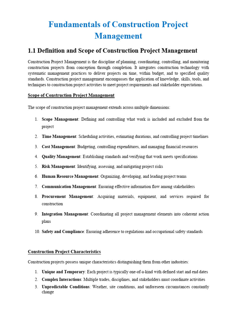 Construction Project Management Essentials | PDF | Risk | Project ...