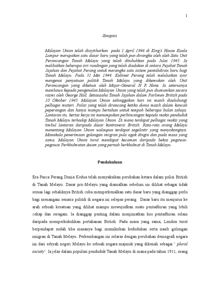 Malayan Union Pdf