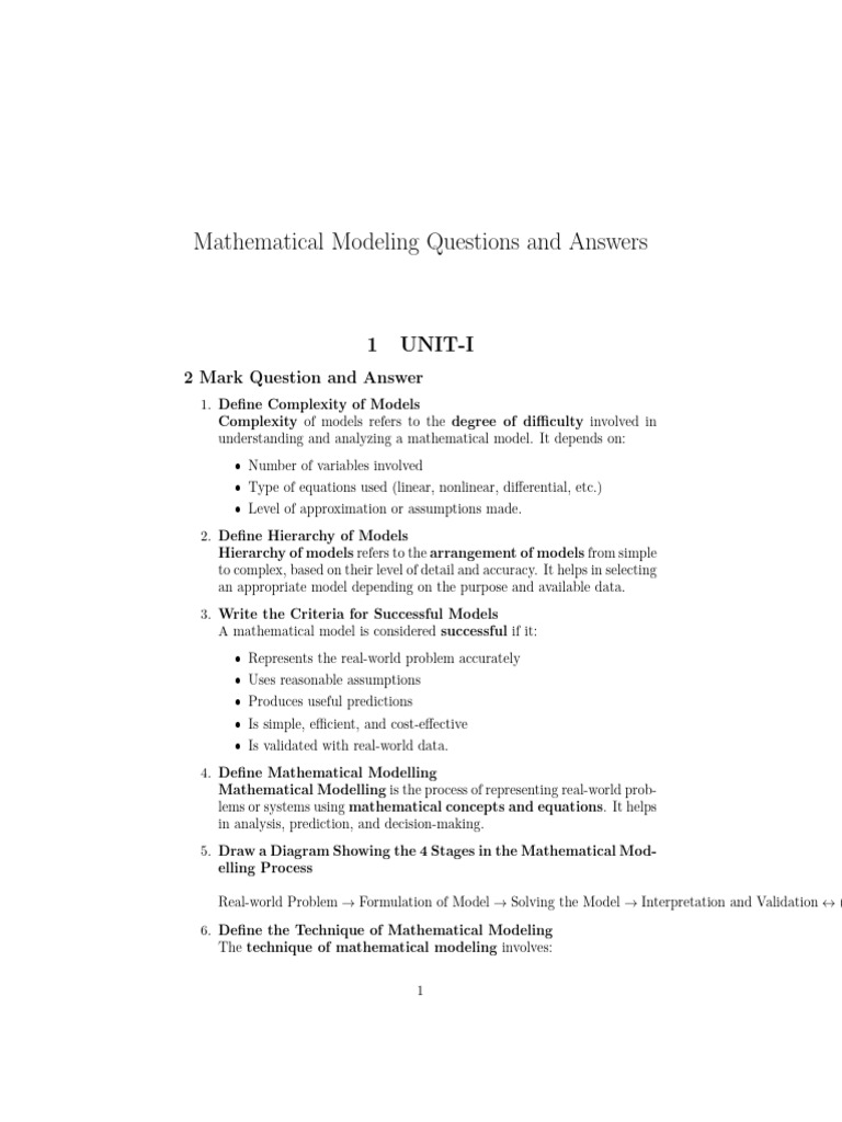 Mathematical Modeling Q&A Guide | PDF | Mathematical Model | Recurrence ...
