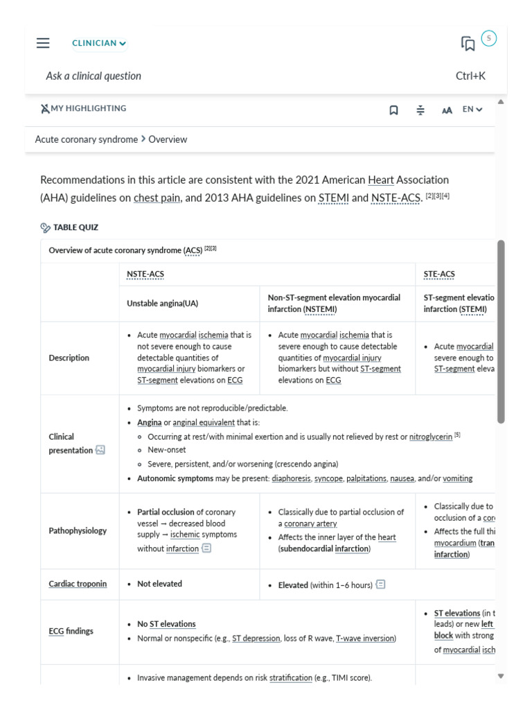 Acute Coronary Syndrome Overview | PDF | Myocardial Infarction ...