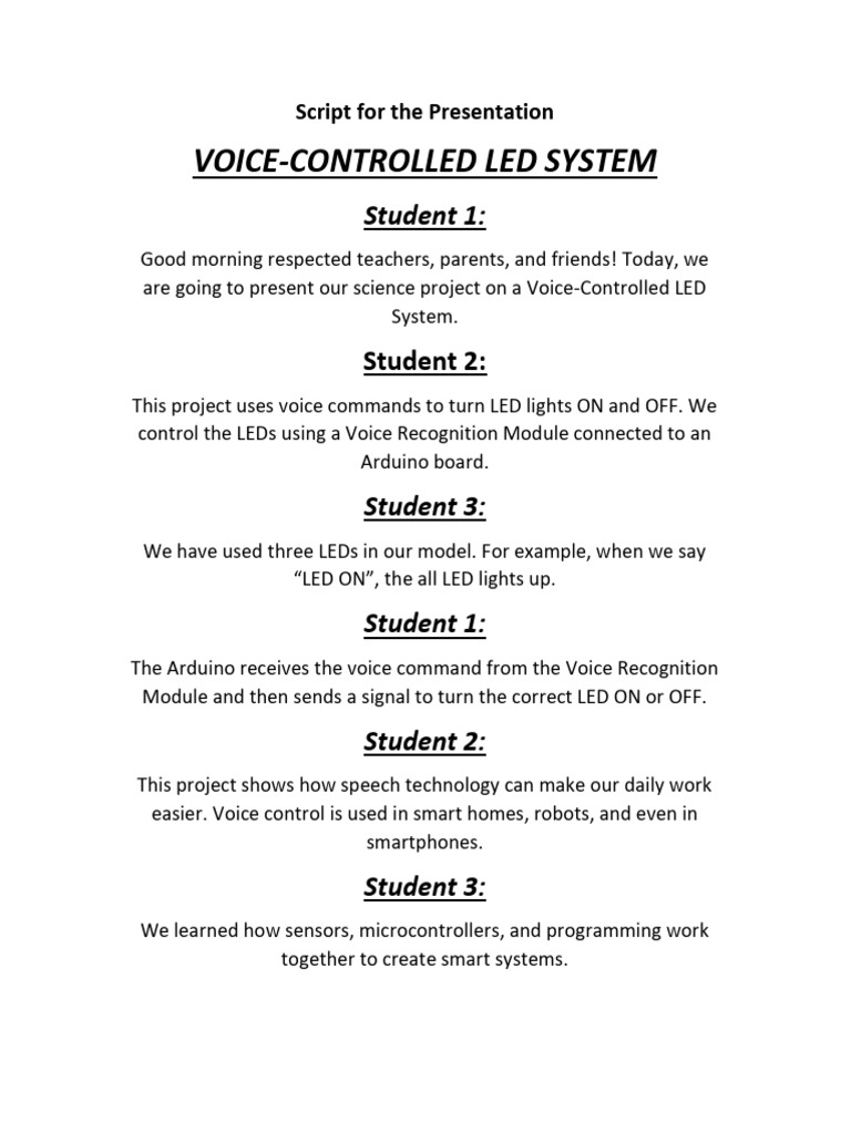 Voice-Controlled LED System Project | PDF
