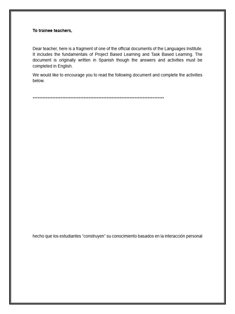 Project Based Learning | PDF | Aprendizaje | Sociolingüística