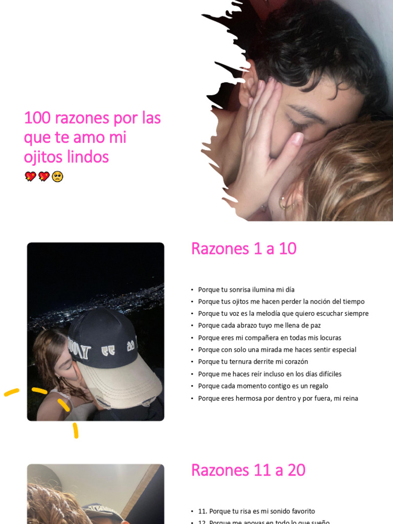 Copia de 100 Razones Por Las Que Te Amo Mi Ojitos Lindos ? | PDF | Amor