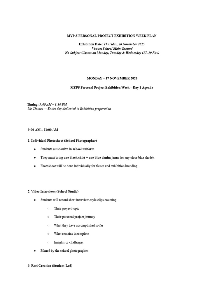 MYP5 Exhibition Week Preparation Guide | PDF | Qr Code | Page Layout