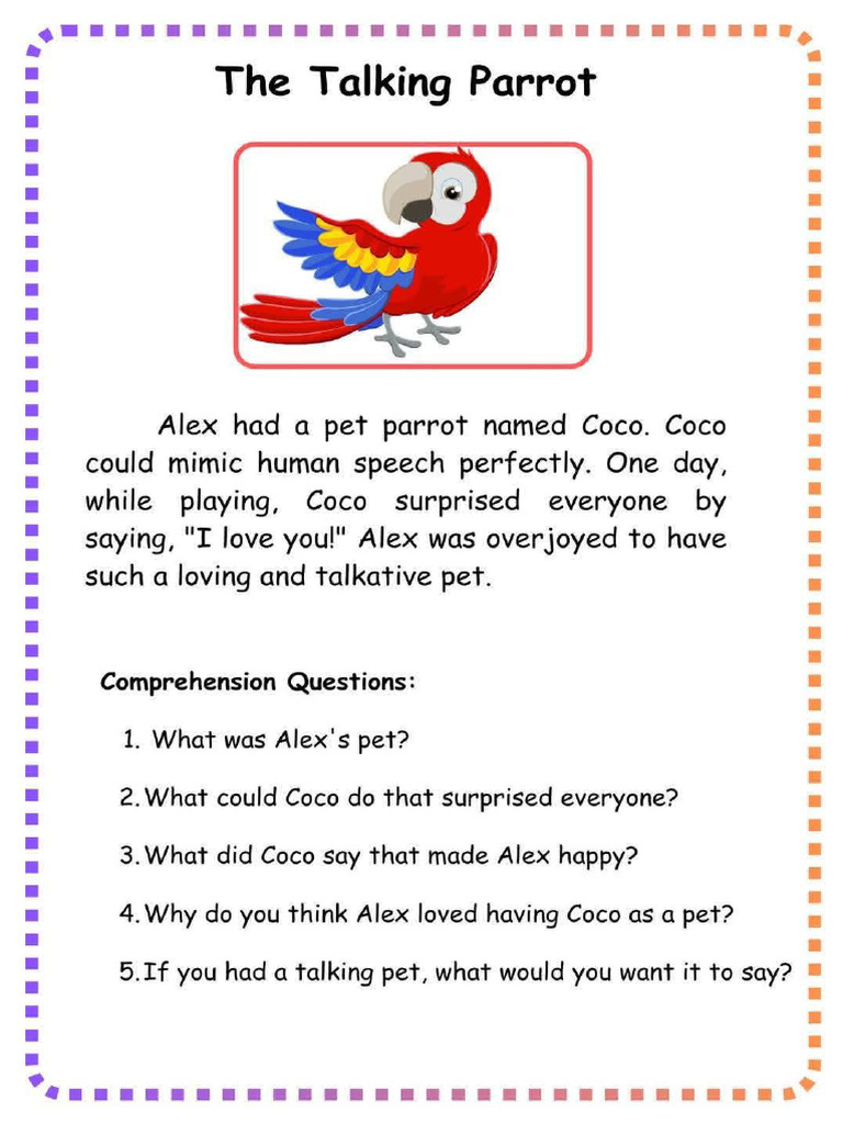 Short Story With Reading Comprehension Questions | PDF