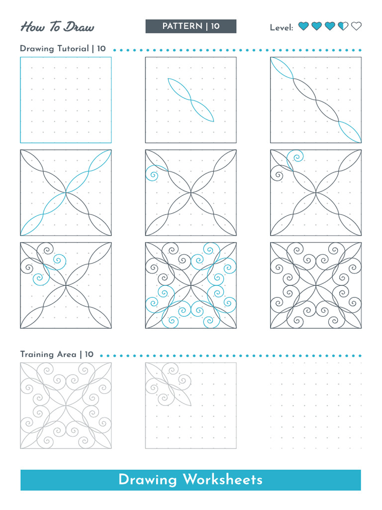 HowtoDrawaPattern10StepbyStepZentangleTutorialDrawingWorksheet 1 | PDF