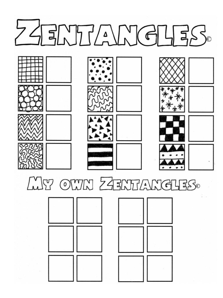 ZentangleInspiredPatternsPracticeSheet 1 | PDF
