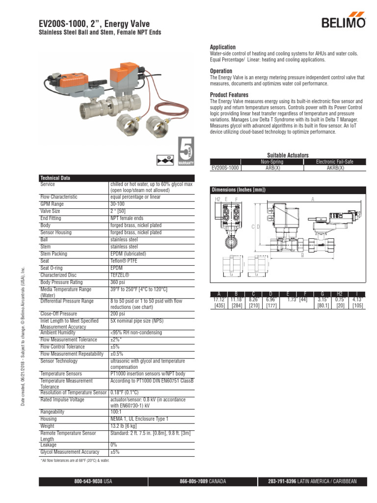 EV200S 1000_ARX24 EV Valvula Belimo | PDF | Valve | Mechanical Engineering