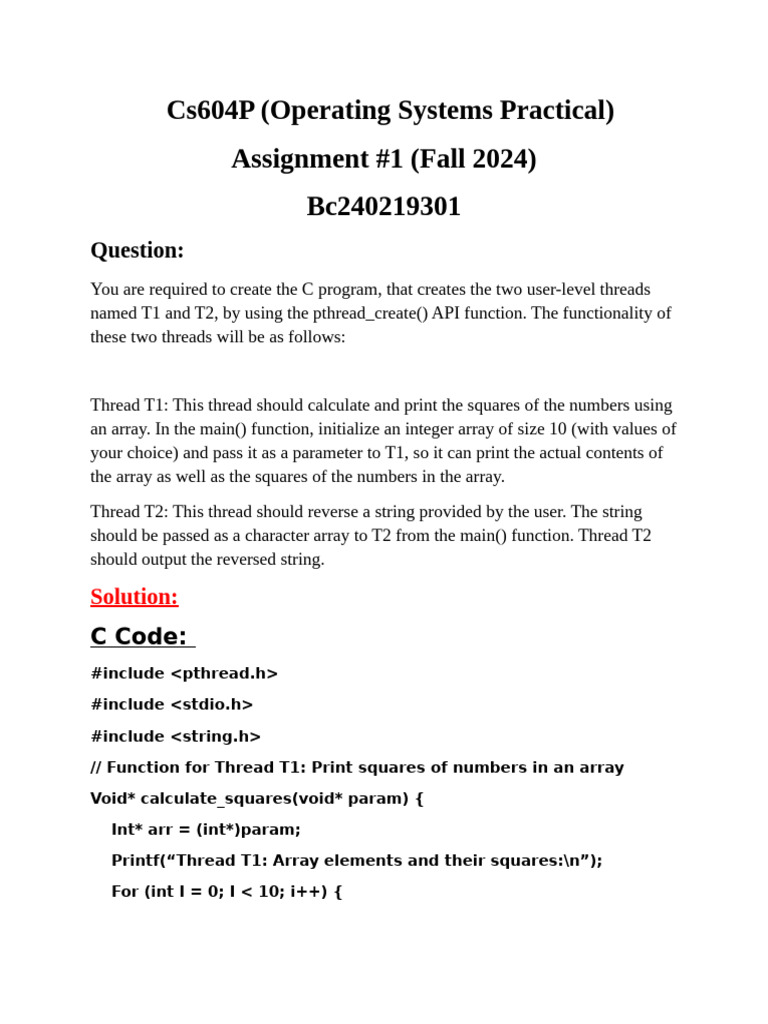 User-Level Threads in C Programming | PDF | String (Computer Science ...