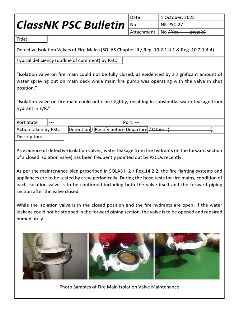 Defective Fire Main Isolation Valves | PDF