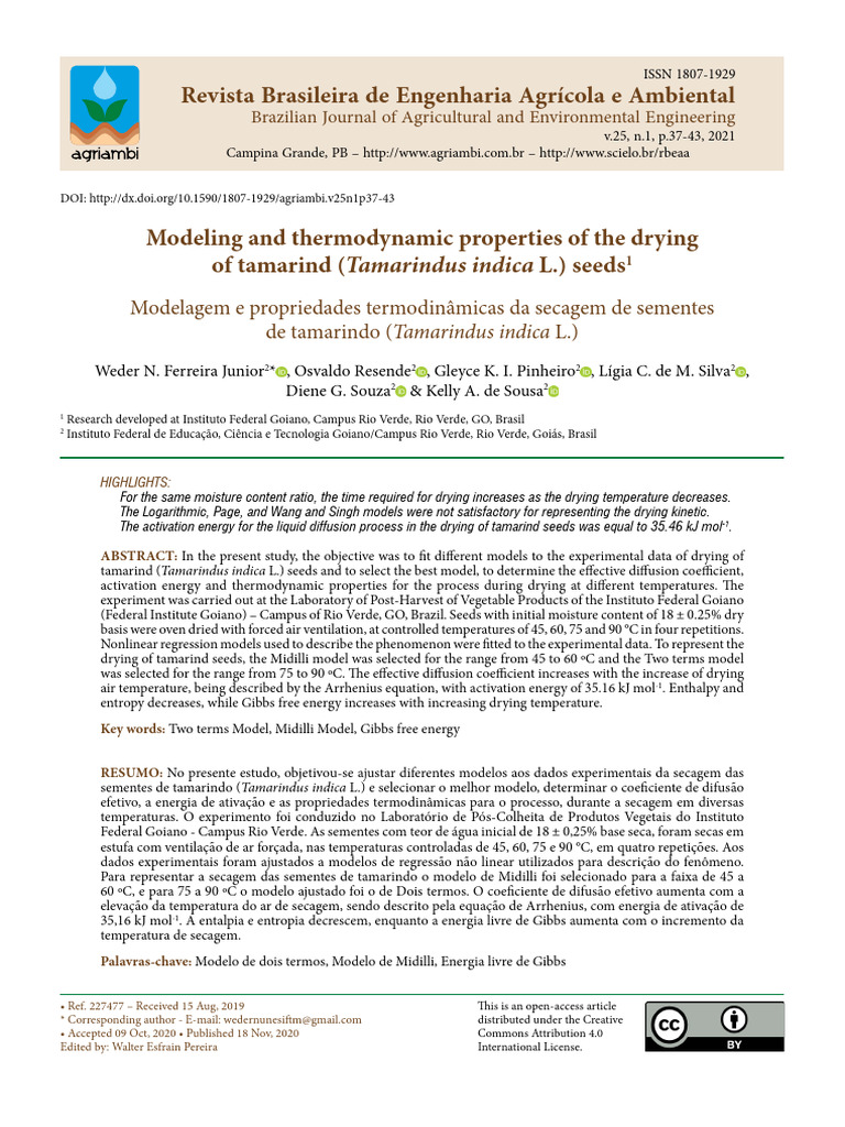 Thermodynamic Properties of Tamarind Seed Drying | PDF | Akaike ...