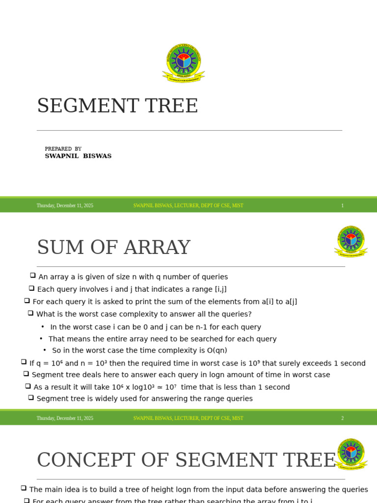 Understanding Segment Trees for Range Queries | PDF | Applied ...