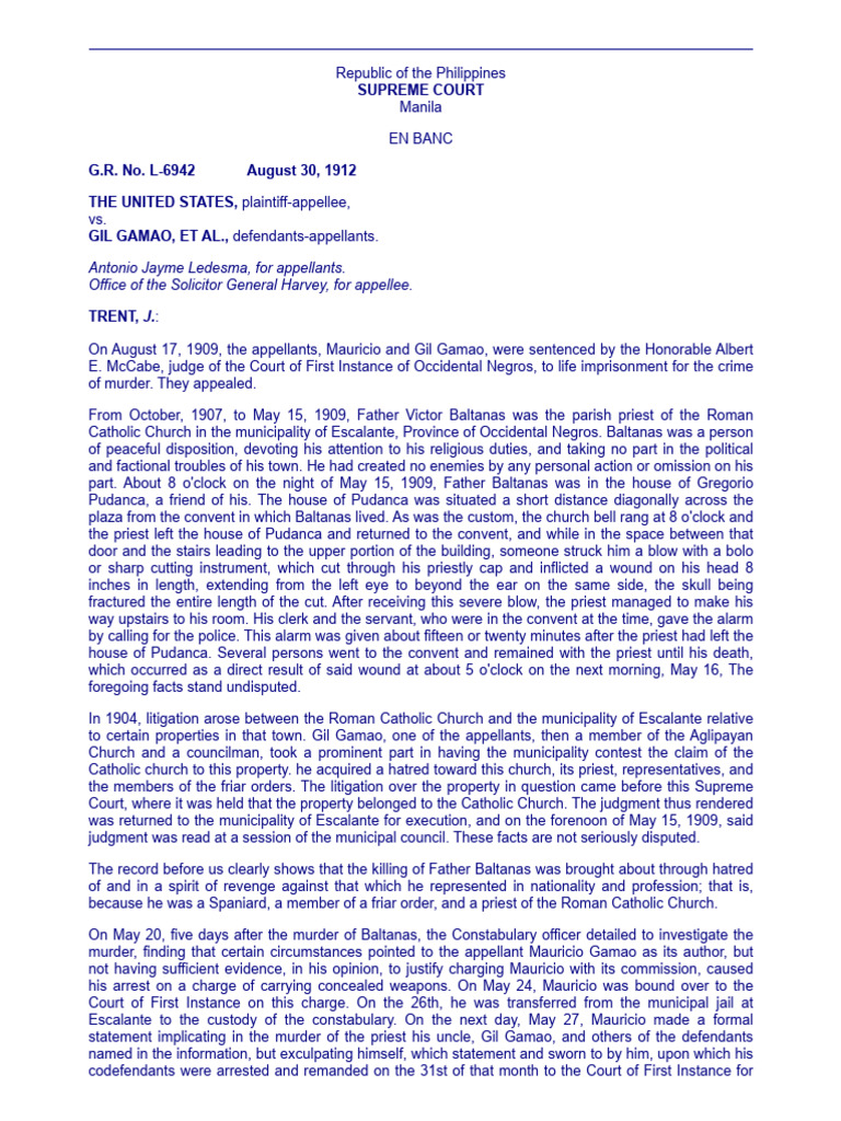 Supreme Court Ruling on Gamao Murder Case | PDF | Witness | Murder