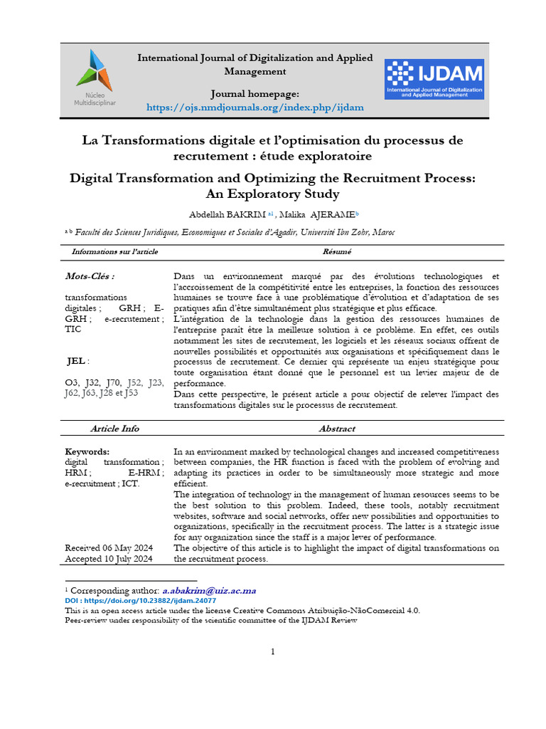 Impact de la transformation digitale sur le recrutement | PDF ...