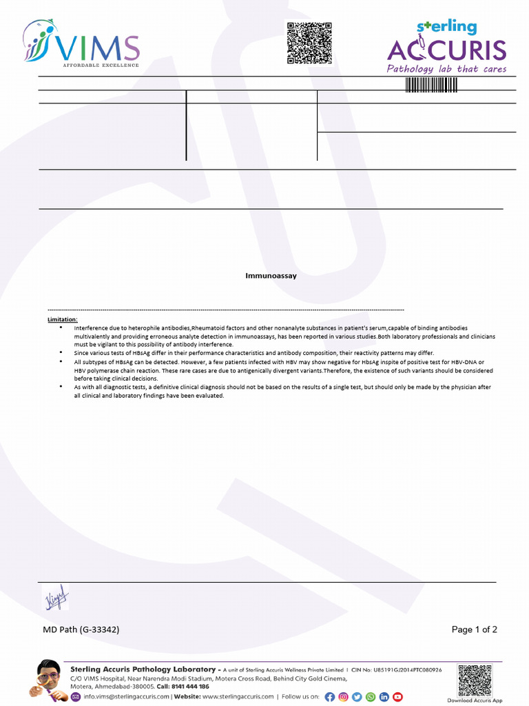 Patient Lab Report for Akshardan Gadhavi | PDF | Immunoassay | Clinical ...
