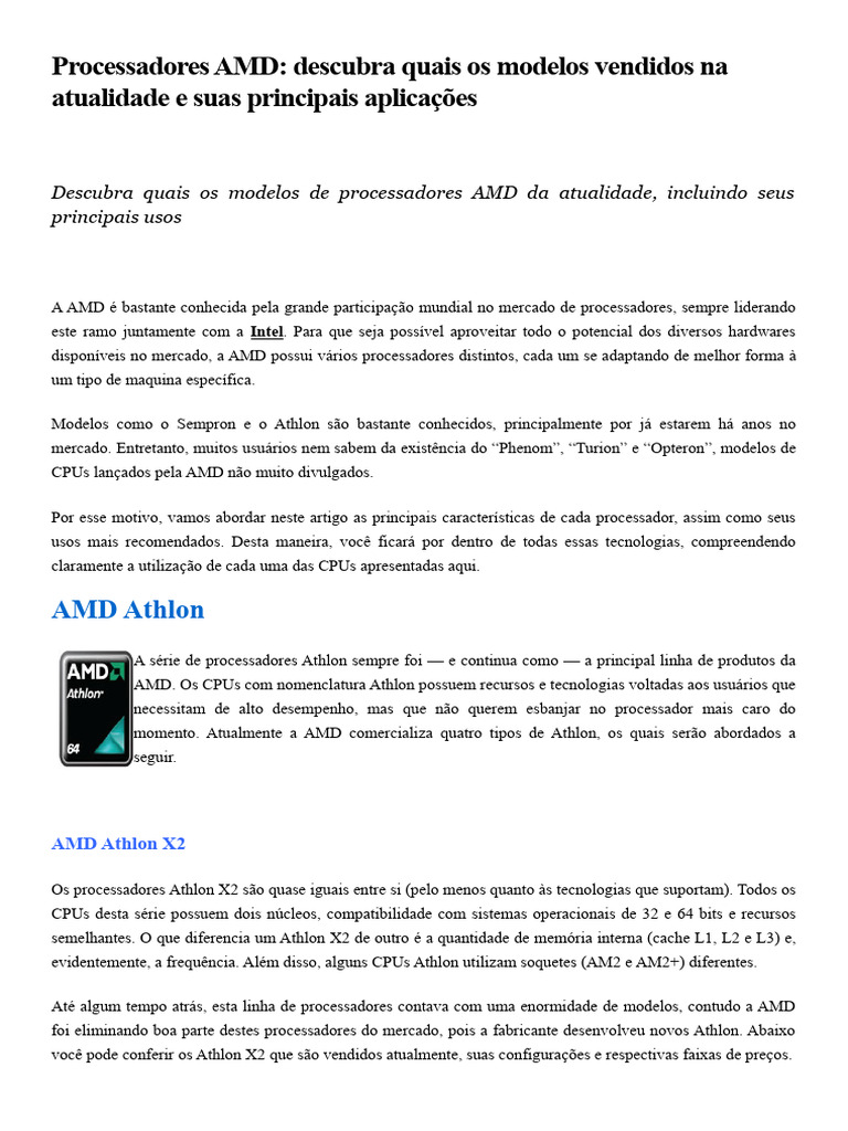 Modelos de Processadores AMD 2023 | PDF | Unidade central de ...