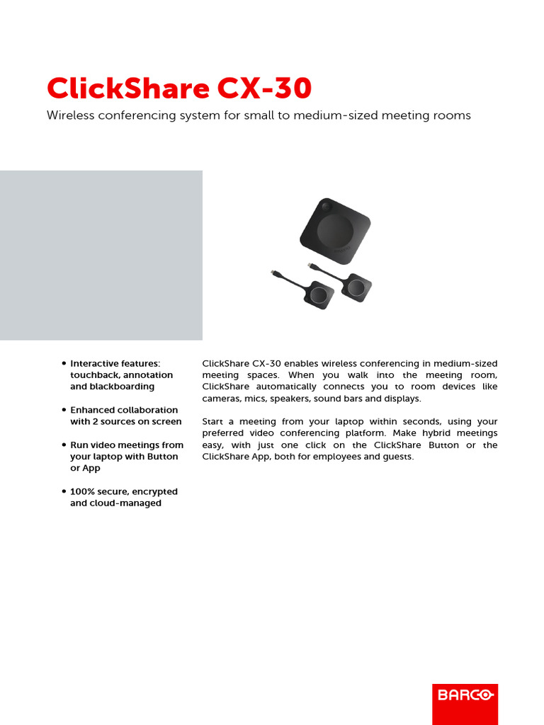 ClickShare CX-30 Wireless Conferencing System | PDF | Mac Os | Mobile App