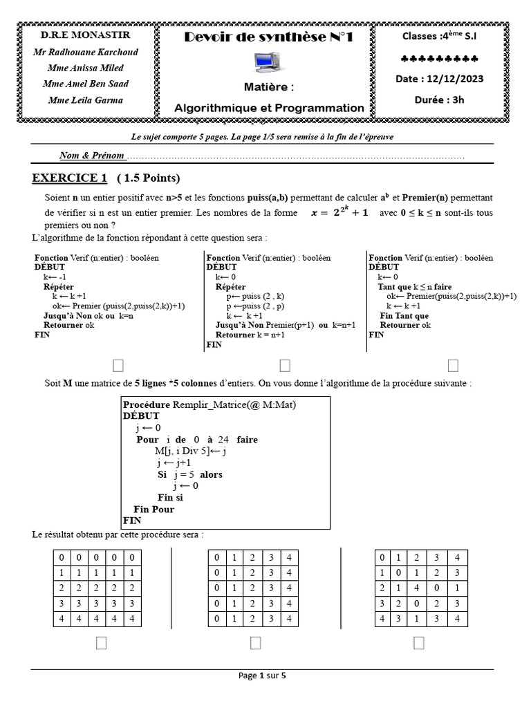 Algorithmes et Exercices en Programmation | PDF | Mot de passe ...