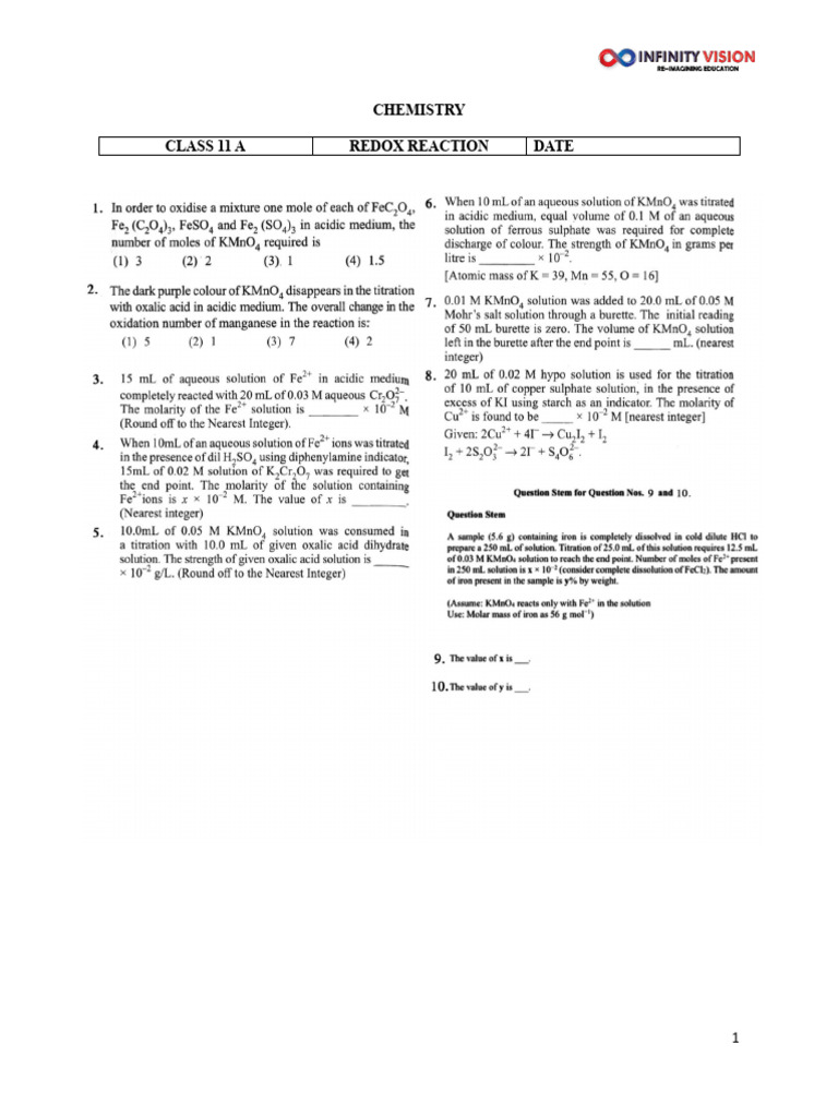 Redox Reaction 1 | PDF