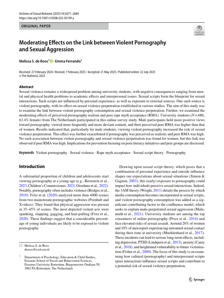 Violent Pornography and Sexual Aggression | PDF | Violence | Rape