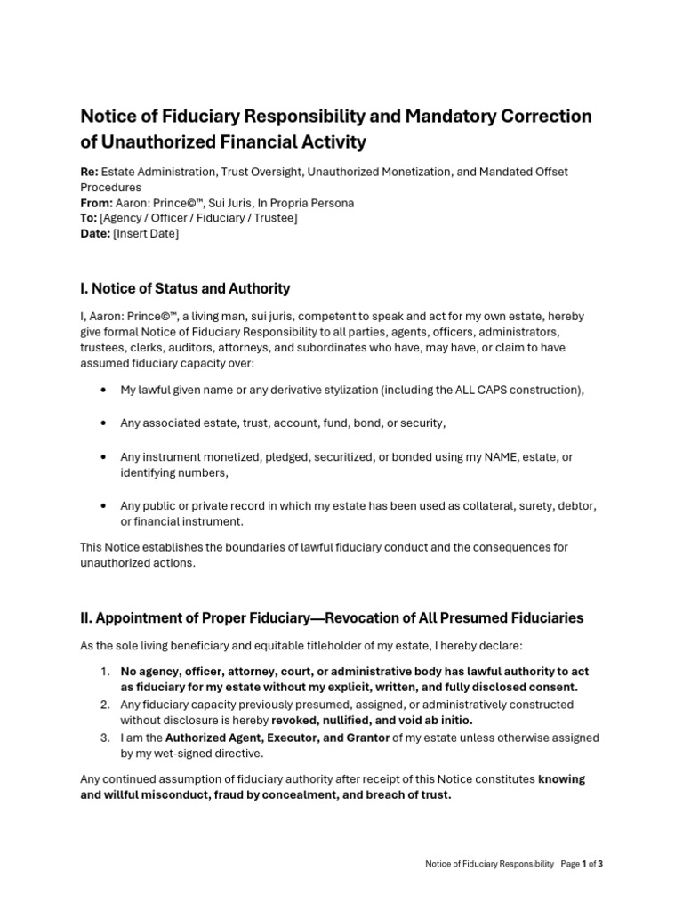 Fiduciary Responsibility Notice Template | PDF | Fiduciary | Business