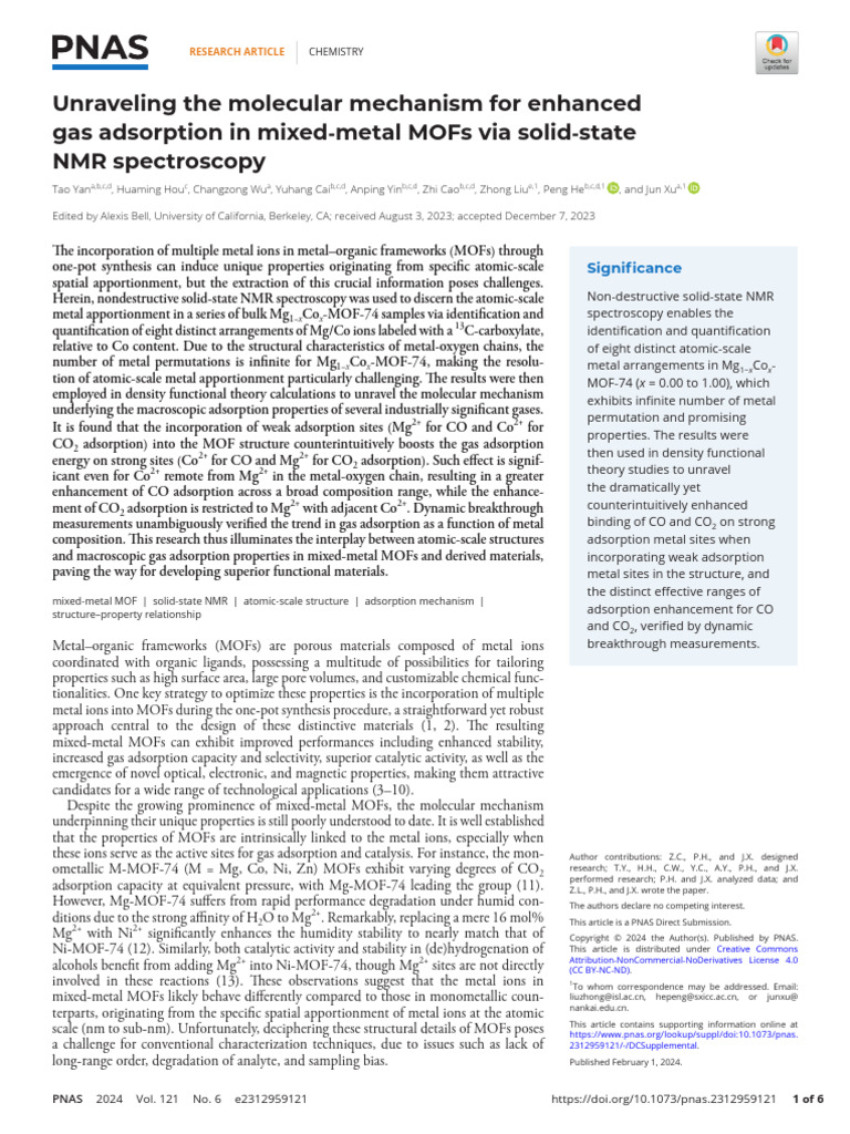 Yan Et Al 2024 Unraveling The Molecular Mechanism For Enhanced Gas ...
