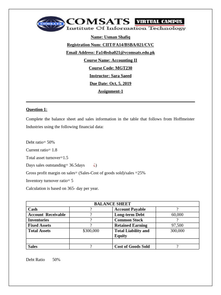 Accounting II Assignment: Balance Sheet Analysis | PDF | Equity ...
