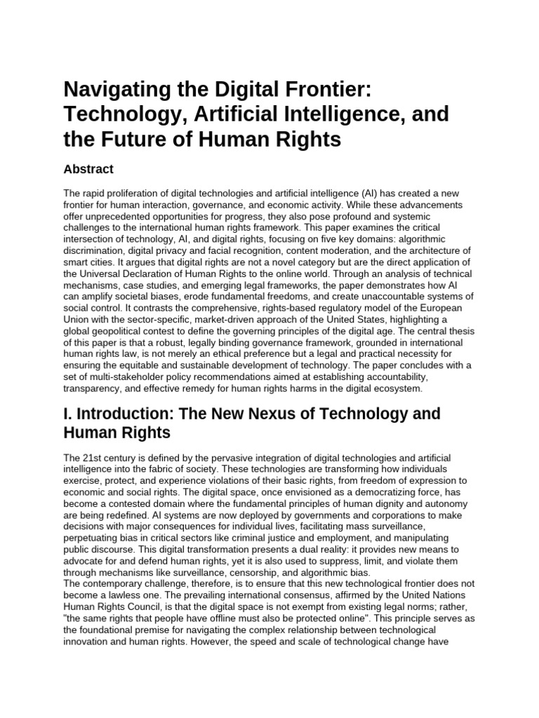 AI, Technology, and Human Rights Challenges | PDF | Artificial ...