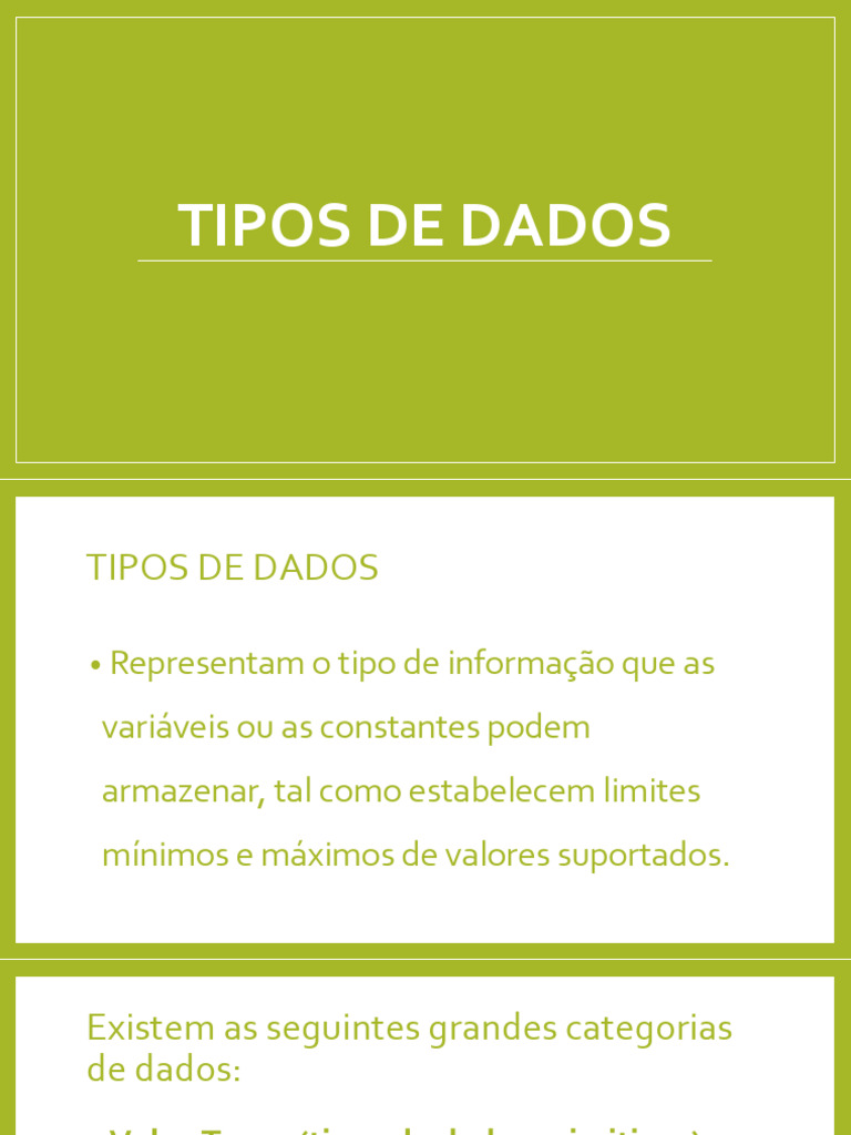 Tipos de Dados e Variáveis em Programação | PDF | Tipo de dados | Decimal
