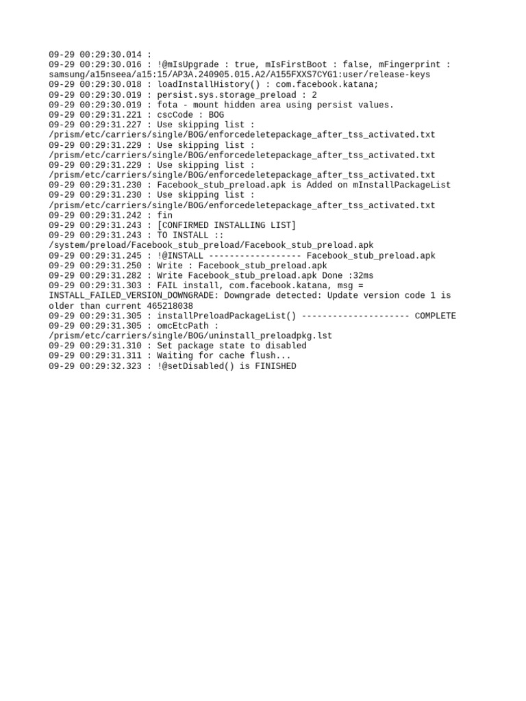 Facebook Preload Installation Log | PDF