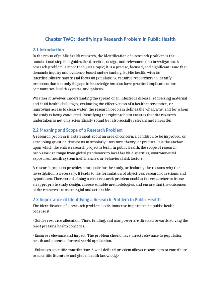 Identifying Public Health Research Problems | PDF | Public Health ...