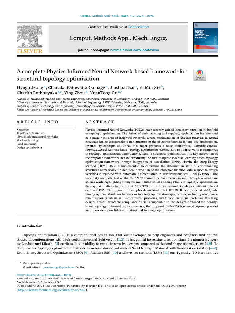 CPINNTO: Advanced Topology Optimization Framework | PDF | Finite ...