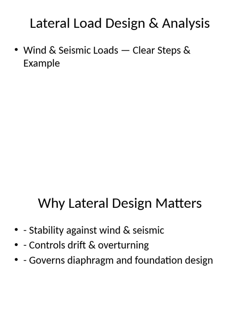 Lateral Load Design: Wind & Seismic Analysis | PDF
