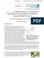 Patterns of Weed Invasion in Subalpine Vegetation and The Role of Trifolium Repens (White Clover)