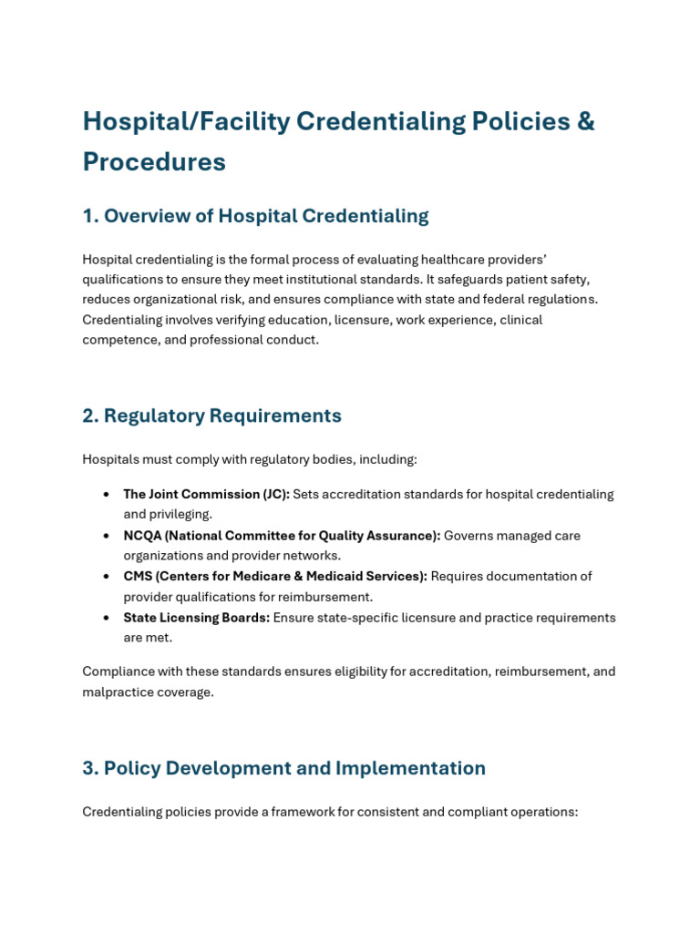 Hospital Credentialing Policies Guide | PDF | Business | Social Programs