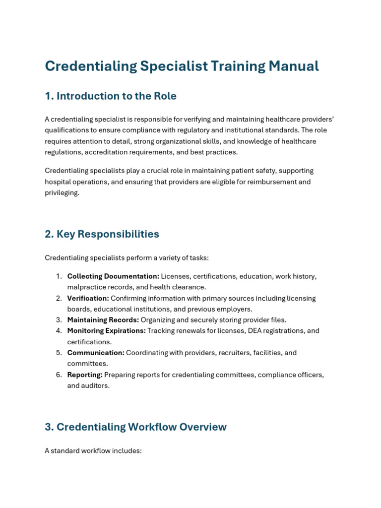 Credentialing Specialist Training Guide | PDF | Regulatory Compliance