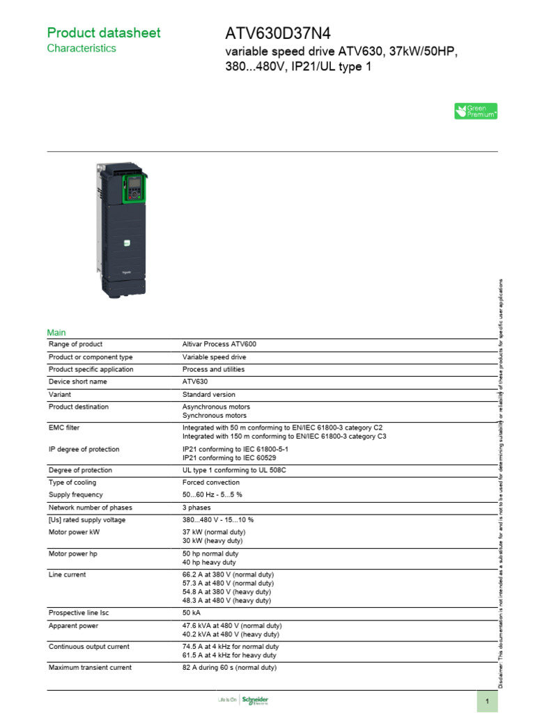 ATV630 Variable Speed Drive Datasheet | PDF | Relay | Programmable ...