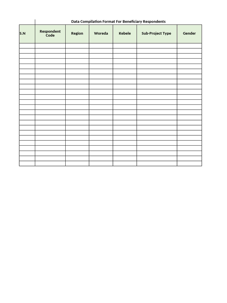 Data Compilation Formats for Respondents | PDF