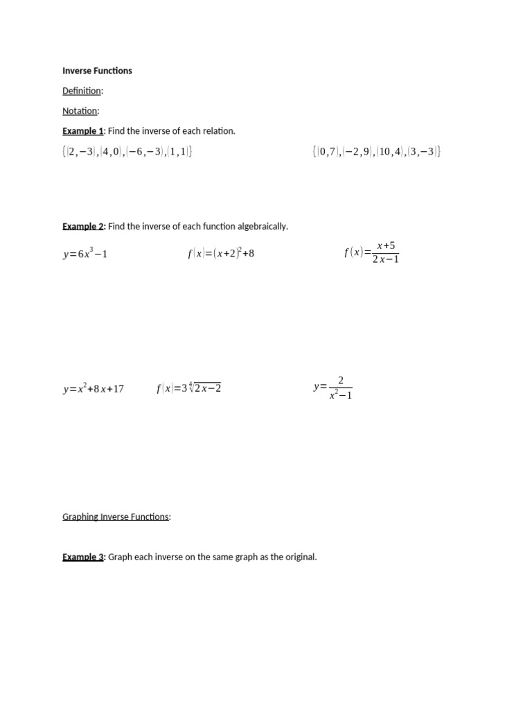 Understanding Inverse Functions and Graphs | PDF | Function ...