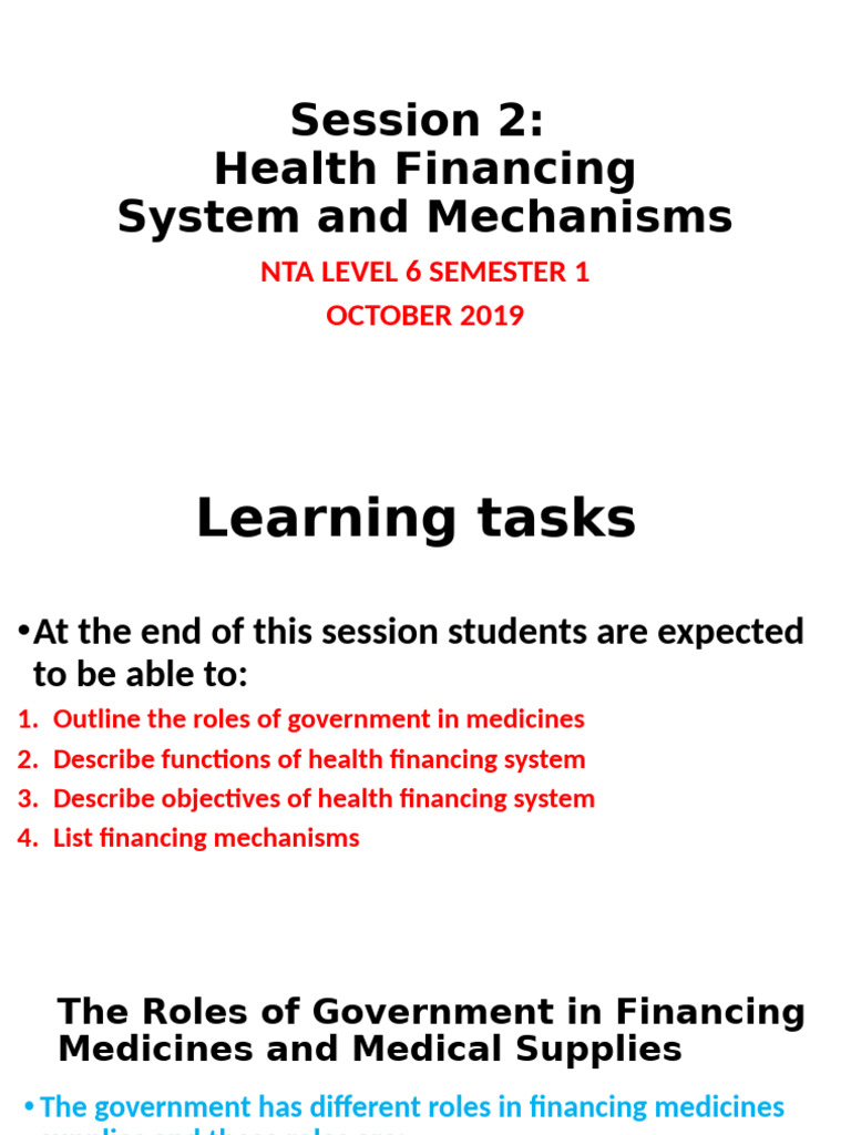 Health Financing Systems Overview | PDF | Policy | Insurance